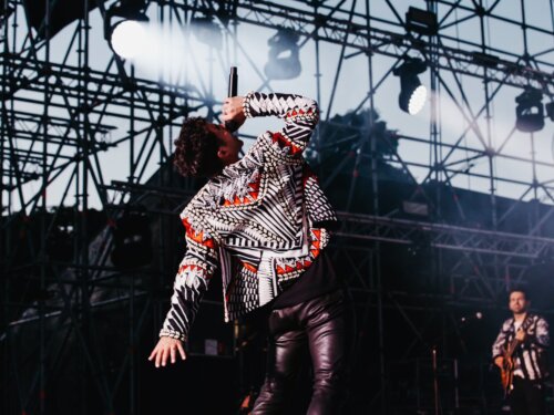 Daren Criss sings at Balmain Festival Fashion Show