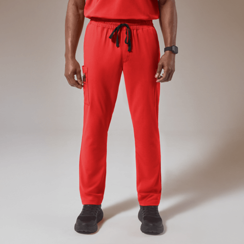 Hypothesis (RED) Men's 8-Pocket STRETCH Straight Leg Cargo Scrub Pant