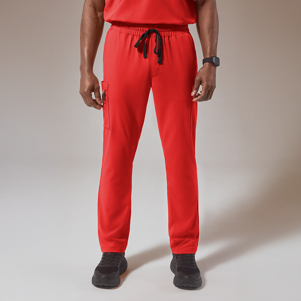 Hypothesis (RED) Men's 8-Pocket STRETCH Straight Leg Cargo Scrub Pant