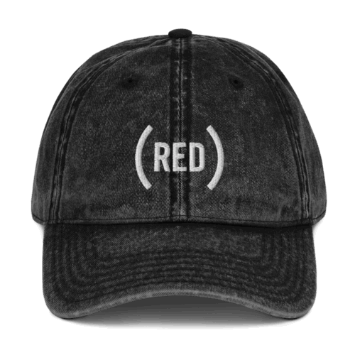 Vintage (RED) cap in faded black