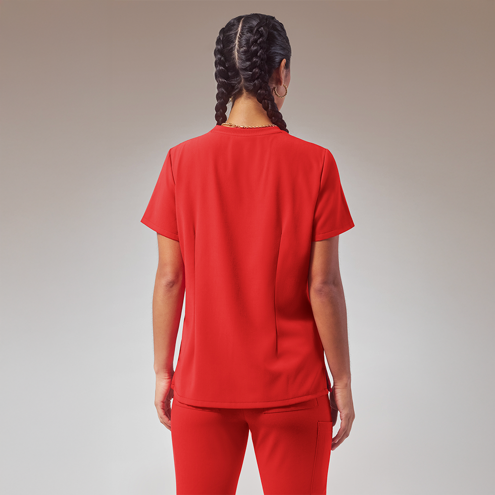 Hypothesis (RED) Base Women's 1-Pocket STRETCH Crew Neck Tuck-In Scrub Top