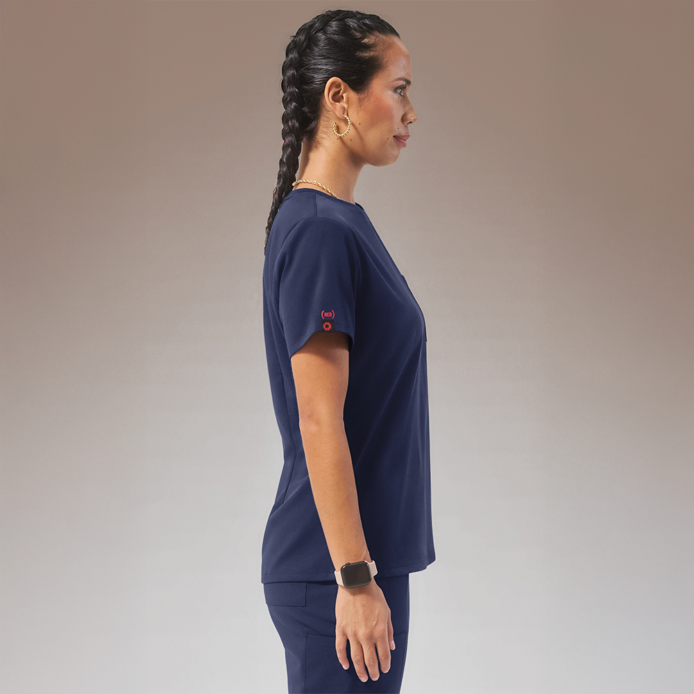 Hypothesis (RED) Base Women's 1-Pocket STRETCH Crew Neck Tuck-In Scrub Top