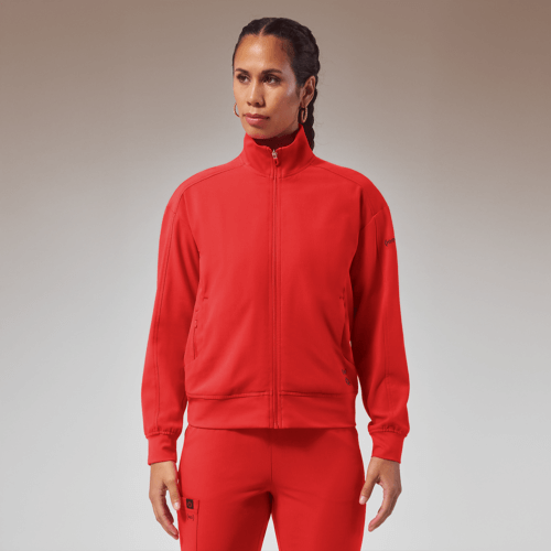 Hypothesis (RED) Women's 3-Pocket STRETCH Zip Front Scrub Jacket