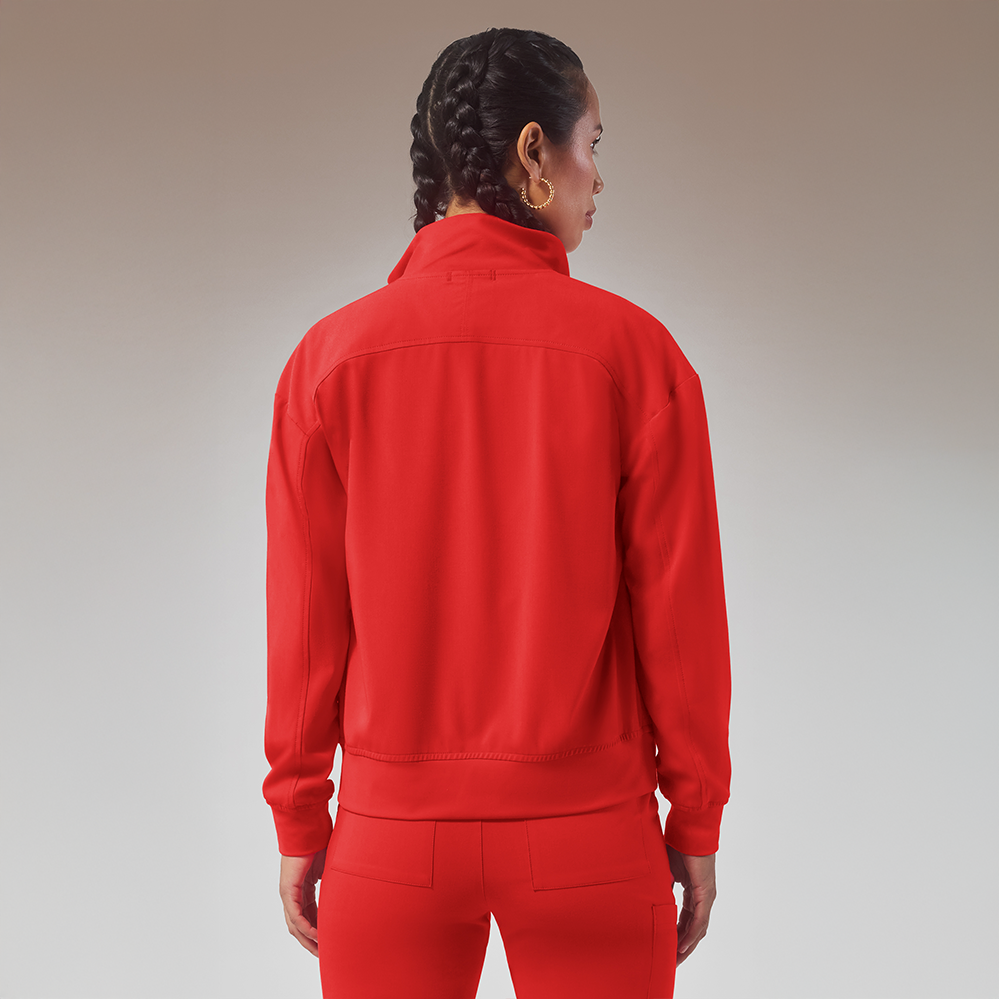 Hypothesis (RED) Women's 3-Pocket STRETCH Zip Front Scrub Jacket